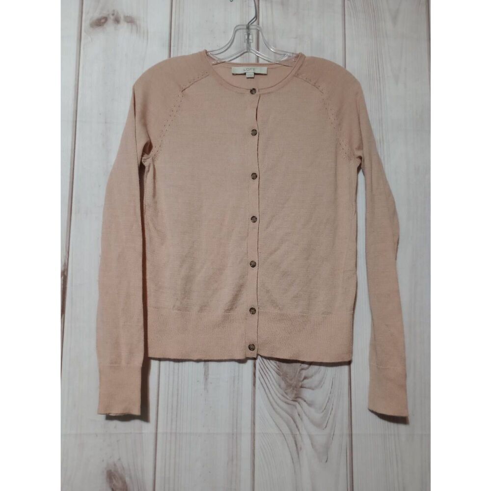 Ann Taylor Loft Sweater Ladies Extra Small Fine Knit Cardigan Peach